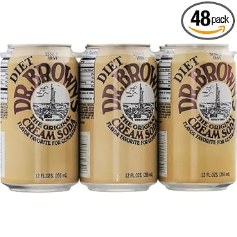 Dr. Brown Diet Cream Soda, Pack of 48, 12oz Cans
