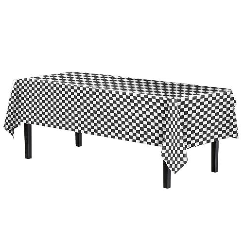 Image of Party Solids Checkered Rectangular Plastic Tablecloth - 54x108 Inch, Pack of 24