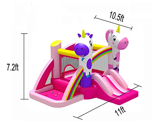 RETRO JUMP Unicorn Inflatable Bouncer Princess Bounce House with Slide Kids Jumper Bounce House with Blower for Birthday Party Gift - Thumbnail 4