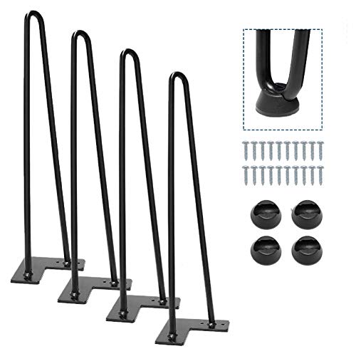 Patas de horquilla para mesa (4 unidades, 2 varillas), color negro