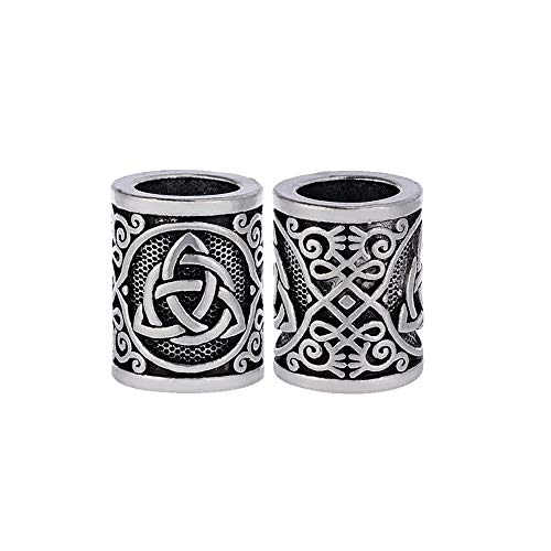 Yahpetes Norse Viking Rune Beads 2 Pcs Hair Beard Pendants Antique 0.59