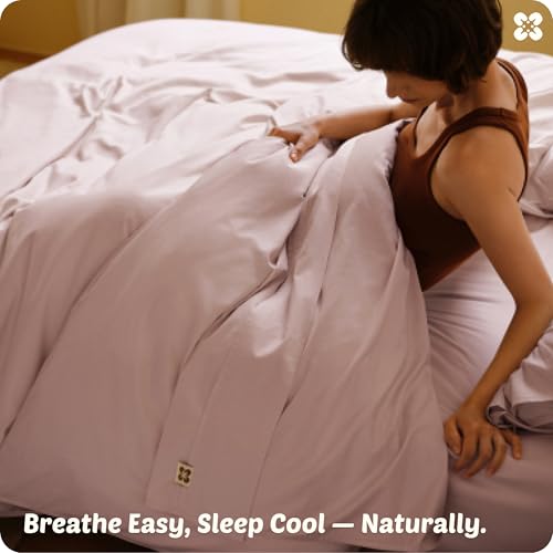 Image of Bedsure Cooling Duvet Cover King Size, Cotton & Viscose Derived from Bamboo Duvet Cover Set, PureWoven Ultra-Soft, Breathable & Lightweight Home Bedding for All Seasons (Petal Pink,104 inchx90 inch)