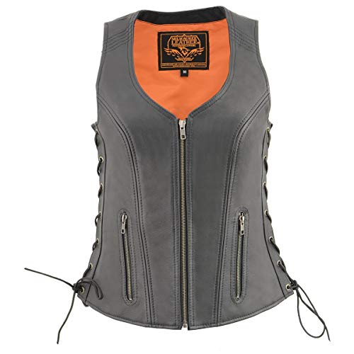 Image of Milwaukee Leather Women's Premium Classic Leather Motorcycle Rider Vest w /Adjustable Side Laces