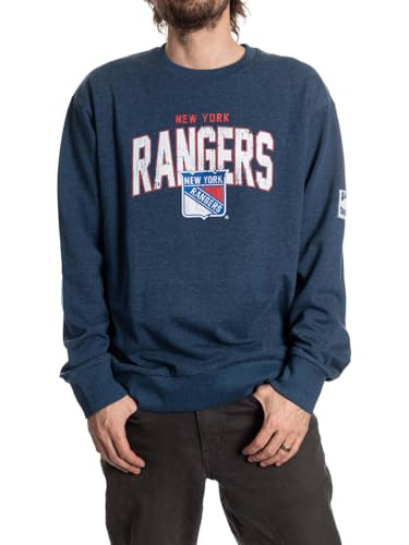 Calhoun NHL Surf & Skate Unisex Retro Style Ultra-Soft Crewneck Sweatshirt (New York Rangers Large)