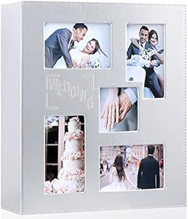 Benjia Wedding Photo Album 6x4, Leather Picture Album holds 300 10x15cm Landscape Photos White