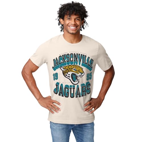 FOCO Jacksonville Jaguars NFL Mens Field Arched Wordmark T-Shirt - Natural - XL