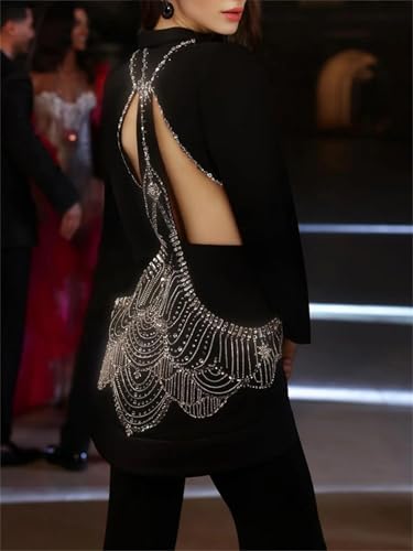 Women's Designer Suit Set Hollow Out Luxury Diamond Crystal Lapel Blazer Pants Set Chic Female 2 Piece Sets2