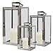 Mojawo® XXL Luxus 3er Set Gartenlaternen Set aus Edelstahl Windlicht Laterne Glas 30/40 / 53 cm Silber