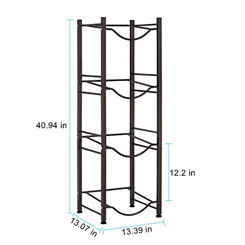 4-Tier Water Bottle Holder Rack, 5 Gallon Water Cooler Jug Storage Rack Detachable Heavy Duty Stainless Steel Water Jug Holder Water Dispenser Accessory for Office Kitchen Lobby Foyer, Bronze