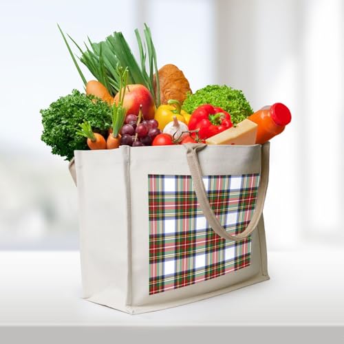 Stewart Royal Dress Plaid Scottish Canvas Tote Bag For Women - Washable Reusable Bag With Wide Comfort Handles, Ideal For Camping, Beach & Groceries3