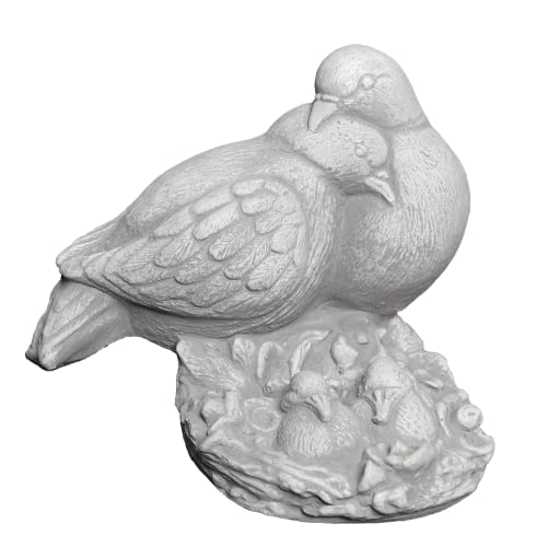 gartendekoparadies.de Para gołębi z potomstwem, kamienna figurka z odlewu kamiennego, szara, odporna na mróz, wys. 20 cm, 4 kg, do użytku na zewnątrz