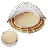 Faltbare Abdeckung für Lebensmittel, zum Servieren von Picknicks für Tablett, handgewebt, natürlicher Aufbewahrungskorb, trockenes Brot, Netz, Obst, abnehmbar, 30 cm (S) (klein)
