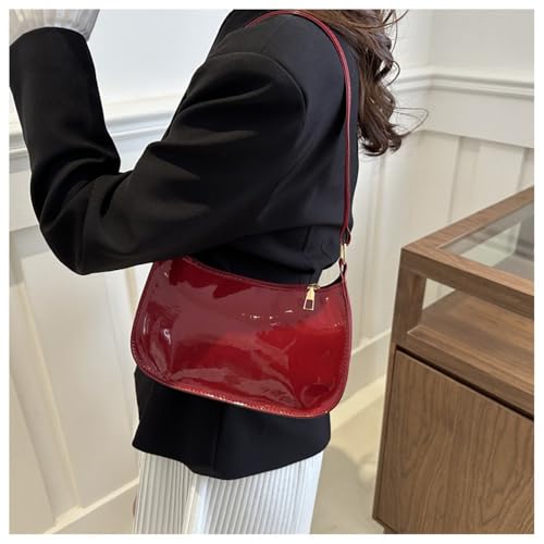 Image of Patent Leather Clutch Purse Shiny Evening Handbags for Women Armpit Shoulder Bag MINI Hobos
