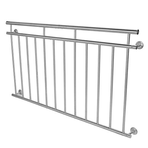 Barandilla de Balcón de Acero Inoxidable 90 x 128 cm, Parapeto Guardia de Seguridad del Balcón, Balaustradas de Balcones