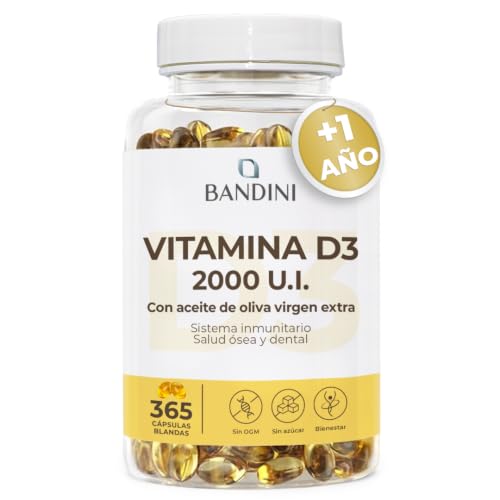 Bandini® Vitamina D3 Natural 365 Cápsulas Blandas Suministro de 1 año -