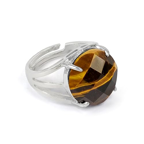 Image of Reiki Crystal Products Adjustable Rings, Round Cutting, Amethyst, Black Tourmaline, Goldstone brown, Green Jade, Lapis Lazuli, Opalite, Red Jasper, Rose Quartz, Tiger eye, Gemstone Ring