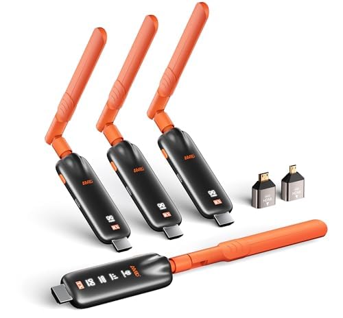 AIMIBO 2026 bezprzewodowy transmiter HDMI i 3 odbiorniki, transmisja radiowa do 6 telewizorów (50 m), wejście 4K 1080p @ 60 Hz z antenami 5dBi, niskie opóźnienia, do laptopa, PC, TV Box na wiele