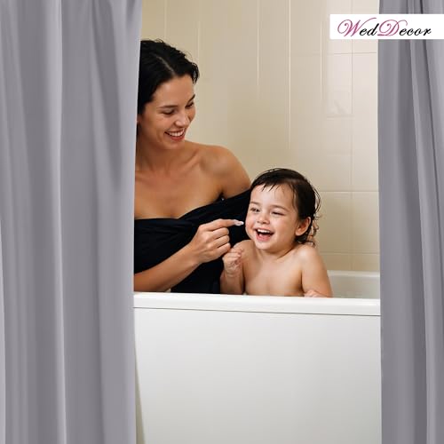 WedDecor Shower Curtains Mould Proof Resistant, Waterproof PEVA Shower Curtain Heavy Duty Bathroom Curtains, With 12 White Plastic Hooks, 180cm x 180cm, Grey - Cosy Home Interiors WedDecor Shower Curtains Mould Proof Resistant, Waterproof PEVA Shower Curtain Heavy Duty Bathroom Curtains, With 12 White Plastic Hooks, 180cm x 180cm, Grey - Image 6