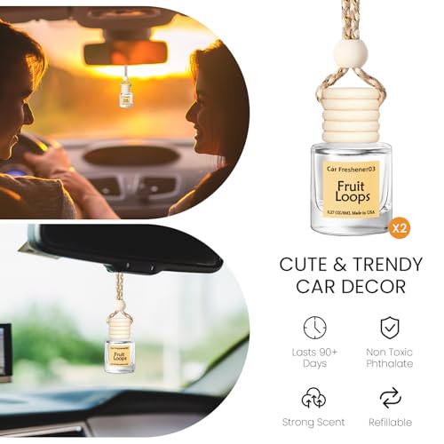 Image of Hanging Car Air Freshener, Long Lasting Scent, Cute Air Fresheners for Women, 2 Pack Non-Toxic Essential Oil Diffuser, Made in USA