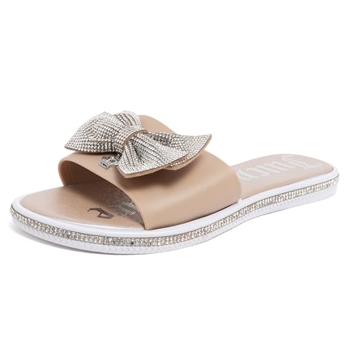 Image of Juicy Couture Women's Slide Sandals - Glitter Bling Open Toe Sparkle Flats - Dressy Summer Casual Footwear