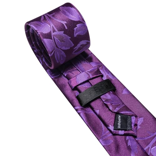 Image of Barry.Wang Flower Ties for Men Silk Woven Floral Tie Sets Necktie Handkerchief Cufflinks Wedding Party