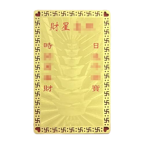 Tarjeta de Riqueza China, decoración de la, de Cobre Dorado con Estilo Cultural, Pieza de exhibición de Prosperidad Tradicional, Tarjeta de símbolo portátil de Riqueza, bendición