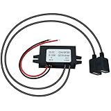 DC DC降圧アダプタ12V/24V回転デュアルUSB 5V 3Aコンバータ調整器ケーブル、12V/24V回転5V降圧コンバータ、非絶縁降圧電源コンバータ（入力8-32V）