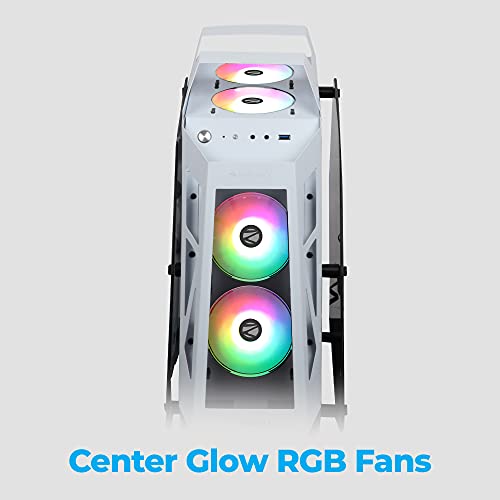 Image of ZEBRONICS ZEB-947W Valhalla computer case /Gaming Chassis, Supports Micro ATX Motherboard, RGB Sync Support, AIO Cooler, Dual 120mm RGB Cooling Fans, Tempered Glass Side Panel, Acrylic Front Panel (White)