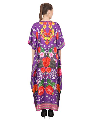 Image of Miss Lavish London Kaftan Dresses for Women Plus Size Long Batwing Sleeve Caftans, V Neck Moo Moo Printed Beach Cover Up Maxi Beach Dress, Bathing Suit Cover-Up Loungewear