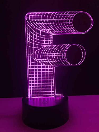 GRJAWN LED luz de la noche de Navidad, Luz de la Noche del 3D, La letra f Lámpara de Mesa 16 colores de Tacto Iluminación Decoración Dormir Lámpara,USB Touch lámpara Cover