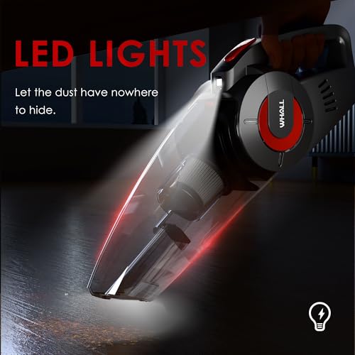 Image of Whall Handheld Cordless Car Vacuums, Wet and Dry Use 9000Pa Strong Suction Vacuums, Rechargeable Portable Vacuum Cleaner with LED, Charging Dock, Lightweight Mini Vacuum for Car, Home and Office,Red