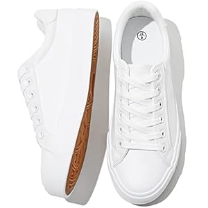 SERNIAL Womens White Tennis Shoes PU Leather Sneakers Casual Walking Shoes for Women