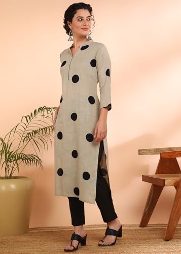 Image of Maaesa Women Printed Rayon Slub Straight Kurta