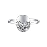 KIFUTENG Sterling Silver Ring S925 Wave Rings for Women Self Reminder Rings Dainty Minimalism Nature Jewelry Ideal Gifts Wave Rings To My Daughter Mom Wife US Size 6-9 (silver, 9)