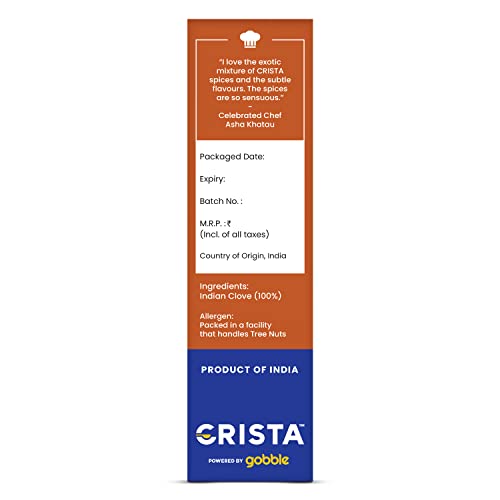 Image of CRISTA Indian Clove | Dried Whole Laung | Zero added Colours, Fillers, Additives & Preservatives | Premium Grade, Natural & Pure | Reddish Brown | 100 gms