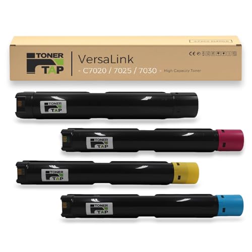 TonerTap Compatible Toner Cartridges 4-Pack for Xerox VersaLink C7020, 7025, 7030 Toner, High-Yield Replacement for Toner 106R03741 106R03742 106R03743 106R03744