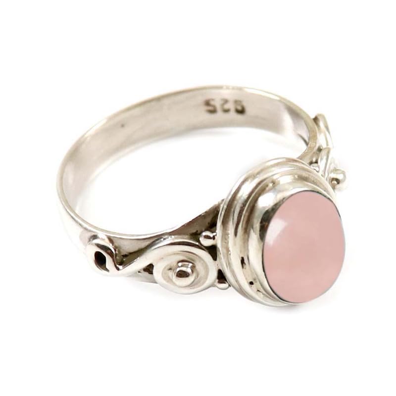 JEWELSTREZORO TSR253AA - Anillo de plata de ley 925 maciza con piedras preciosas granate para hombres y mujeres, todos los tamaños, joyería hecha a mano, O, Metal Piedra preciosa., Rosa Qaurtz
