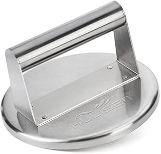 HULISEN Stainless Steel Smashed Burger Press, 6 Inch Round Burger Smasher, Griddle Hamburger Press, Non Stick Grill Press for BBQ Flat Top Griddle Cooking, Griddle Accessories Kit, Gift Package