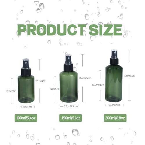 Spray Bottles Small,Plastic Spray Bottles,Squirt Bottle,3.1oz+5.4oz+6.8oz Water Spray Bottle for Plants, Pet, Hair, Essential Oils, Cleaning Solutions(3 Pack)2