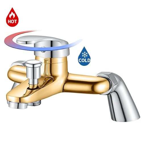 Coleniny Modern Bath Shower Mixer Tap with Filler Spout, Single Lever Monobloc Shower Bath Tap, Exposed Faucet Solid Brass Chrome Finished-1/2'' Outlet 180mm Centres - Image 3