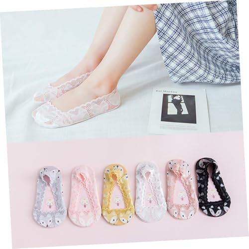 3pairs Ultra Low Cut Socks for Girls Invisible Socks Cartoon Pattern Slip for Random Color2