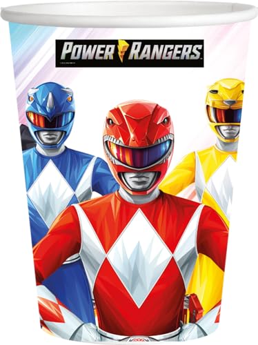 BeenSmile, Power RANGERS Lot de 8 verres pour enfants - Décoration d'anniversaire pour enfants - Articles pour fêtes et célébrations - 250 ml