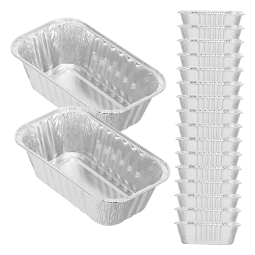 DECOMELODY 50 piezas Molde Rectangular de Aluminio para Pan y Pastel Bandejas Desechables para Hornear Cajas de Papel Aluminio para Repostería Aptas para Horno Doméstico