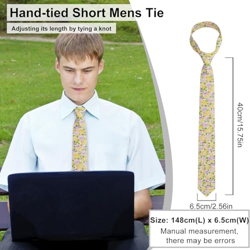 Image of Luckyvestir Mens Ties, Sage /Dusty Blue /Pink Floral Ties for Men, 2.76 inch Cotton Flower Necktie for Wedding /Groomsmen /Party