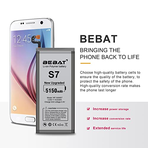 Bebat MF-SAMS7 Replacement Battery For Samsung Galaxy S7,5150Mah High Capacity New 0 Cycle Lithium Polymer Replacement Battery thumb #1