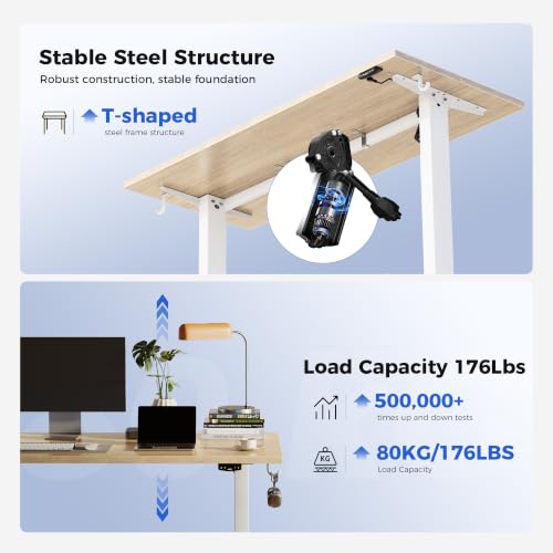 Image of Agilestic 48 * 24 Inch Height Adjustable Electric Standing Desk, Maple | Sit Stand Up Computer Desk, Memory Presets, Stable Steel Frame,154 lbs, Easy Assembly, Home Office