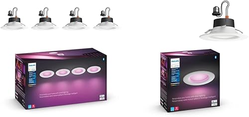 Philips Hue Downlights LED inteligentes de ambiente blanco y color (paquete de 4) Downlight LED inteligente blanco y color ambiental (1 unidad)