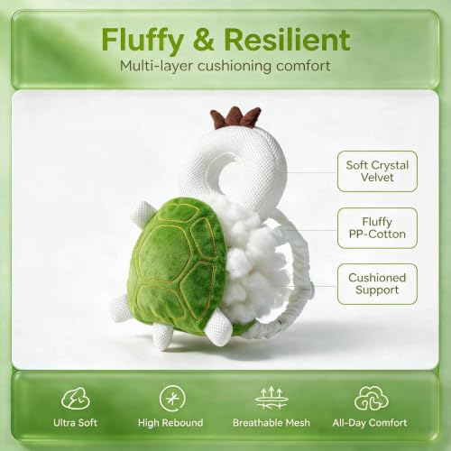 Image of Baby Head Protection Backpack - Soft Lightweight Fall Cushion for Toddlers During Crawling & Walking, Helps Ease Impact from Backward Tumbles(Green Turtle)