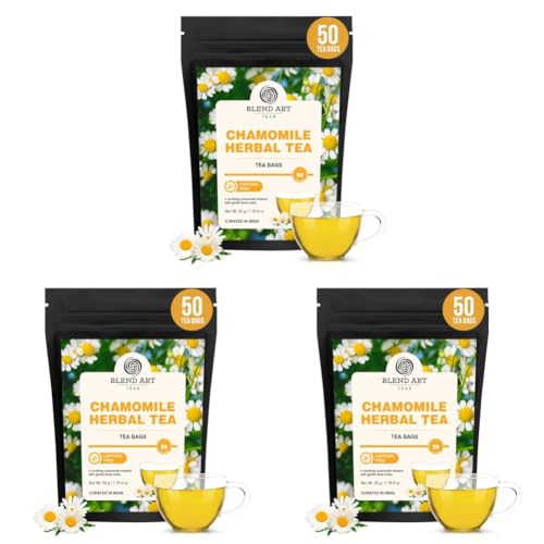 Image of Chamomile Tea For Sleep - Simply 50 Tea bags | SLEEP & RELAXATION | Caffeine Free Flower Based Herbal Tea - Non-Bitter Non-GMO Low Caffeine, Gluten Free Sweet Aroma & Delicious Taste Organic Chamomile Tea | Flower from Dried Flowers & Leaves | Caffeine Free | Loose Leaf Taste | Leaves | For Women & Men