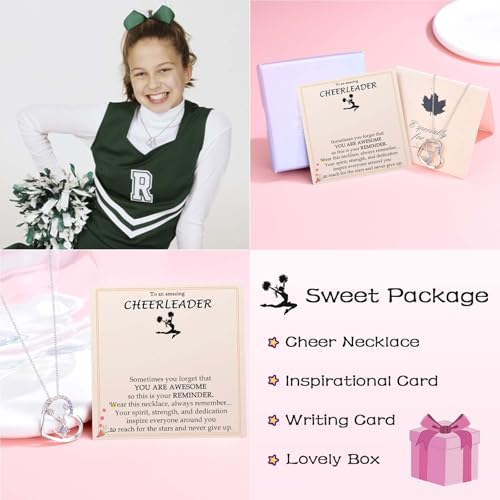 Cheerleader Gifts, Cheerleader Cheer Necklace Gifts for Girls Team, Sport Cheer Cheerleading Stuff Accessories Jewelry Competition Must Have for Girls Daughter 8-10-12-18 Year Old Girl 5